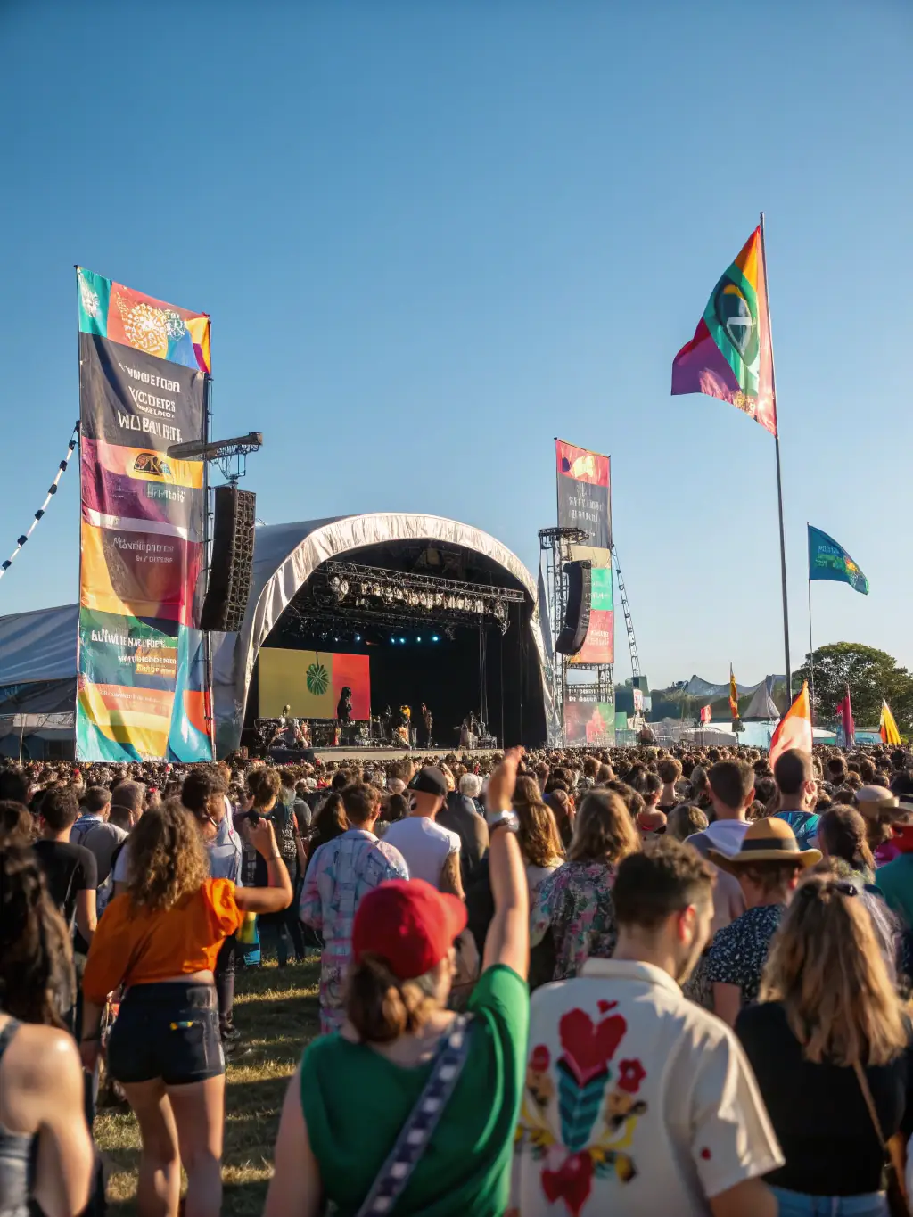 An image showing a diverse group of people enjoying a live music performance at a summer concert organized by COMITE FETES ET LOISIRS.